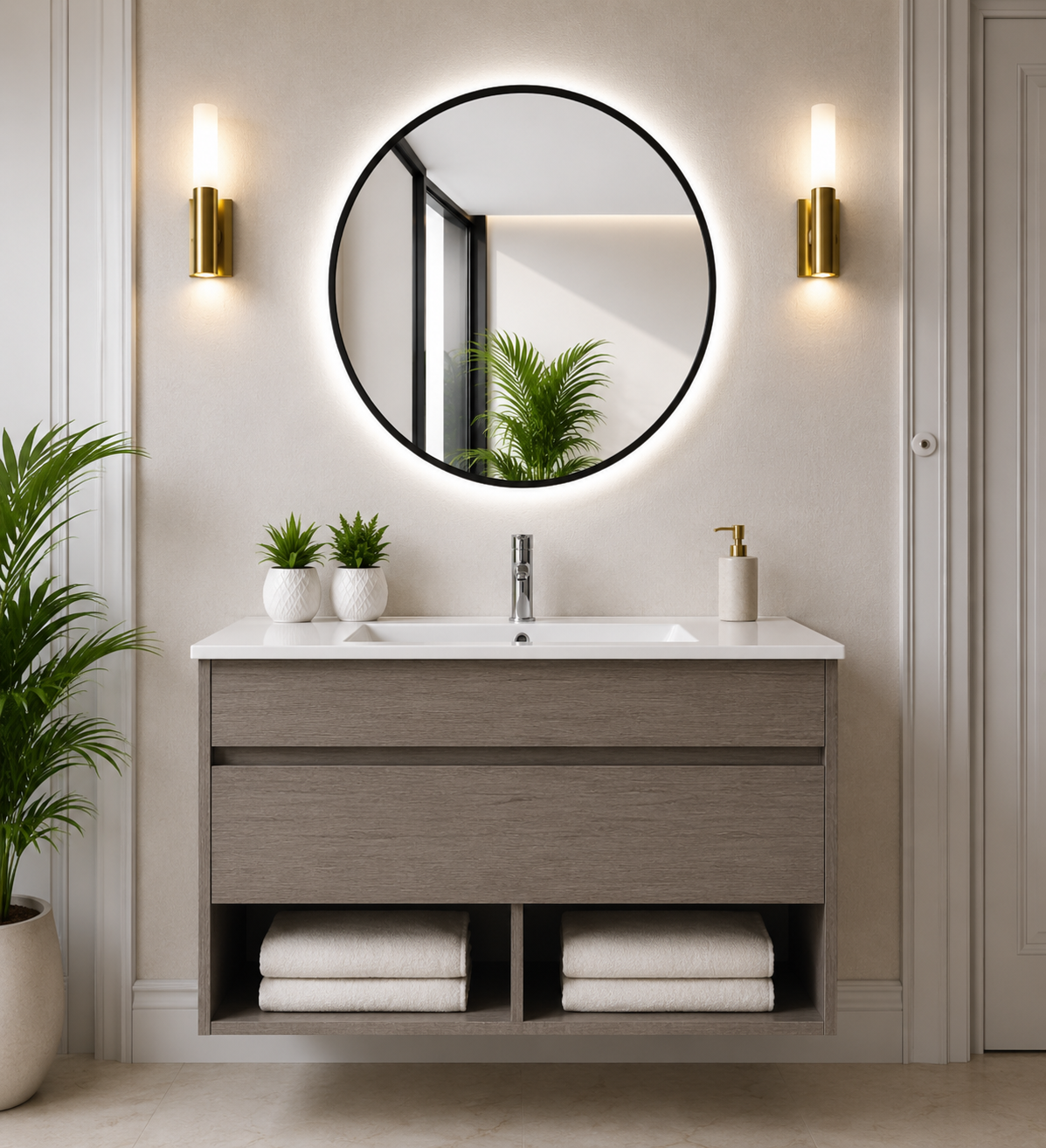 Hangend badkamermeubel NEBARI met lade en extra platte wastafel