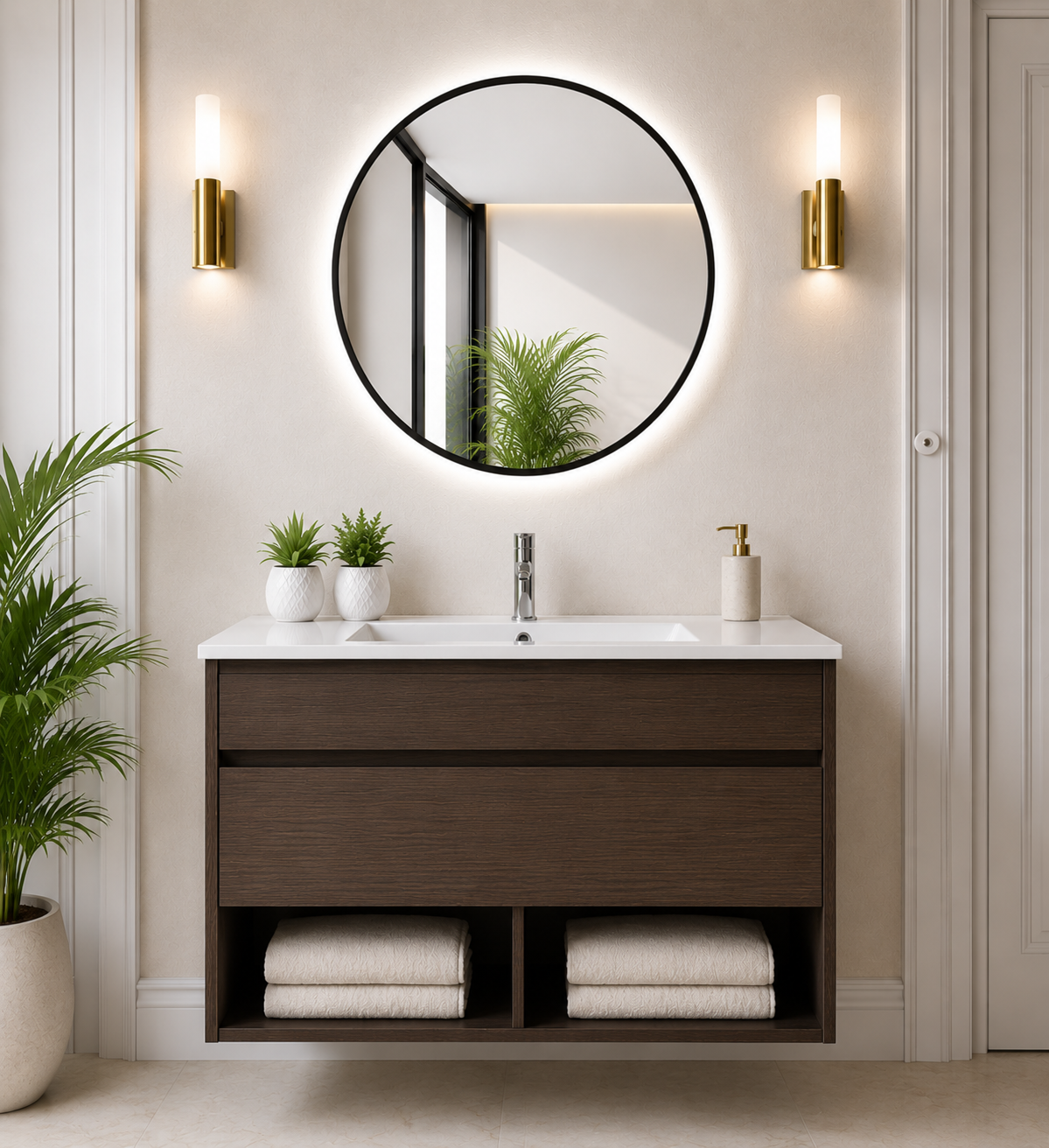 Hangend badkamermeubel NEBARI met lade en extra platte wastafel