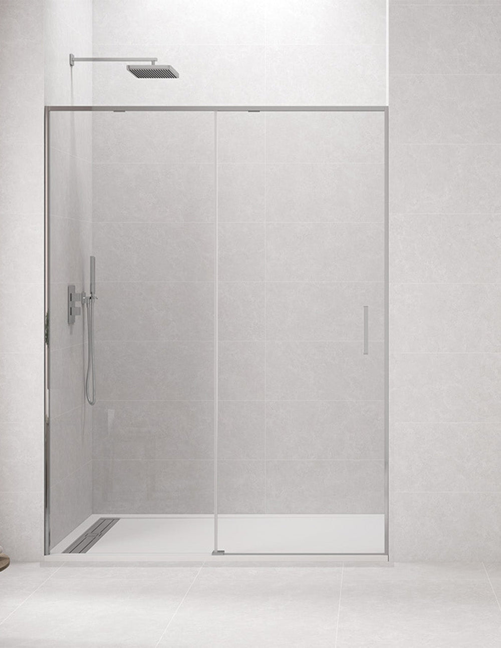 Frontale douchewand 1+1 CETUS zonder onderprofielen, in chroom of zwart.