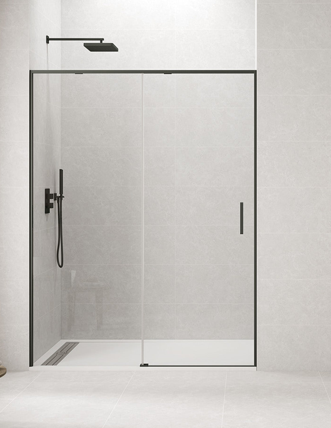 Frontale douchewand 1+1 CETUS zonder onderprofielen, in chroom of zwart.