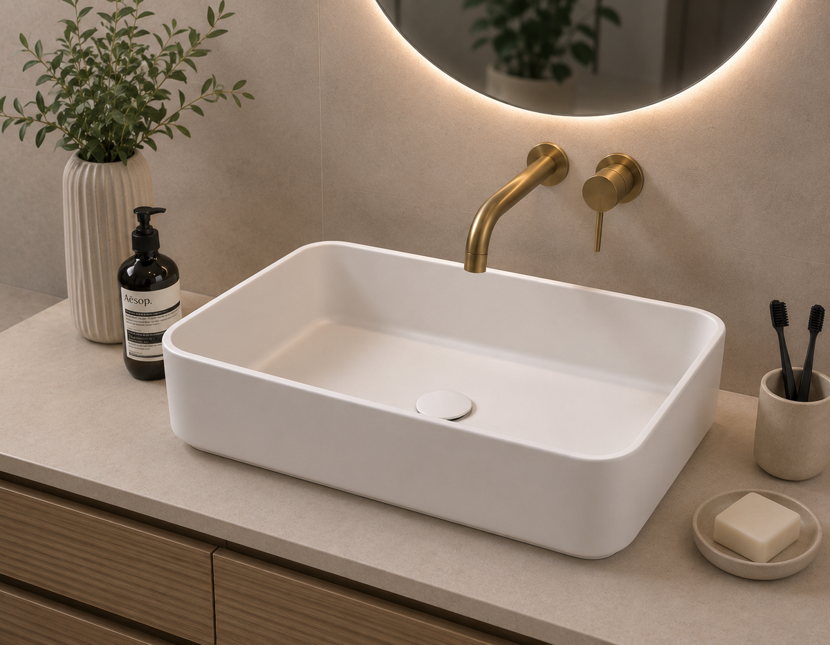 Lavabo porcelana sobre encimera FOGO