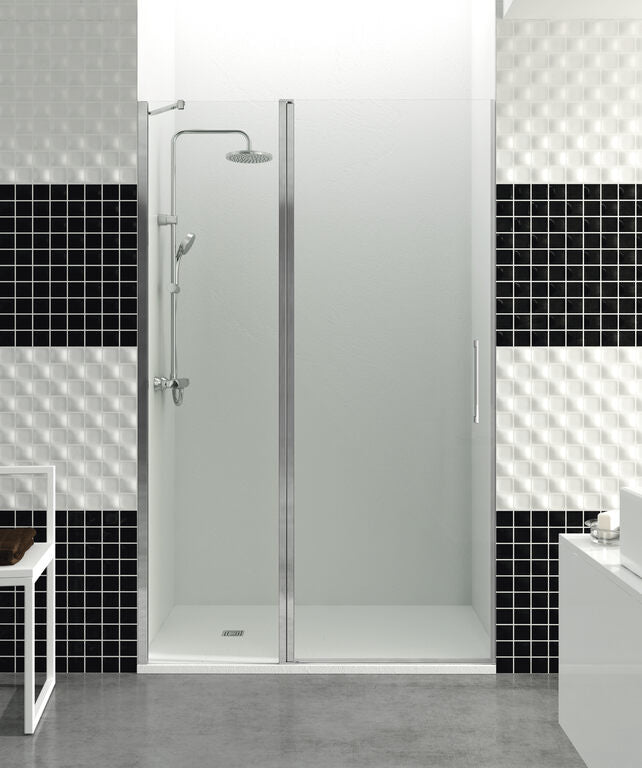 Frontdouchewand met vast paneel + deur met magneetsluiting OPEN