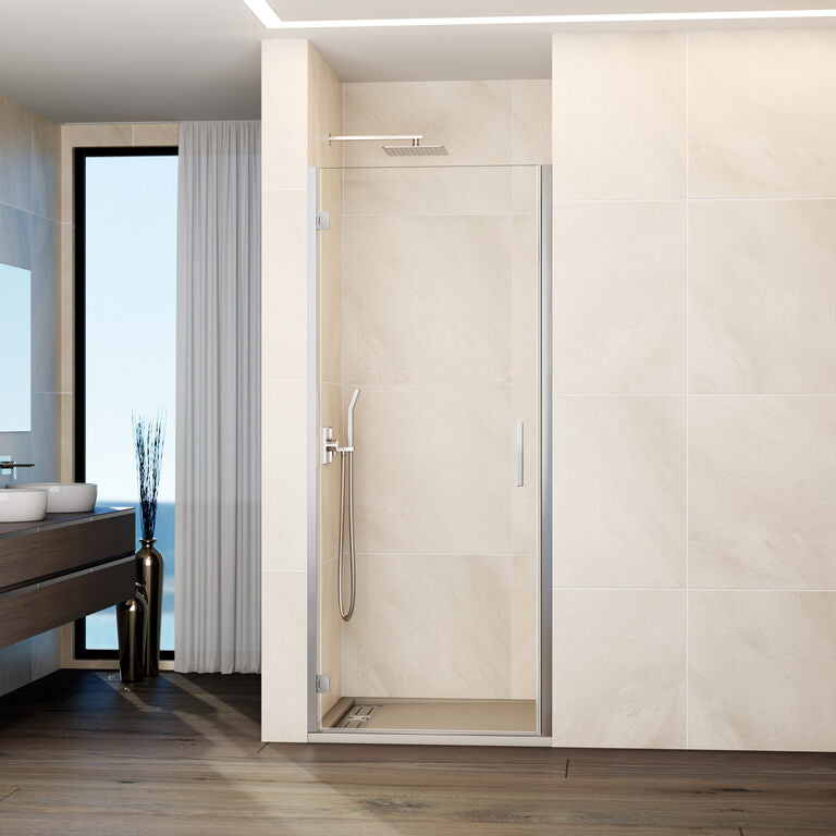 Frontdouchewand met draaideur met profielsluiting GLASS