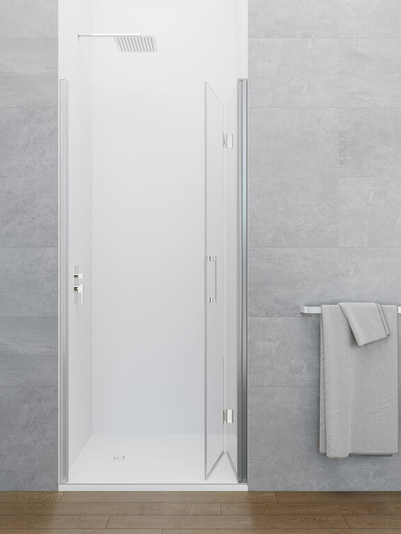 Vouwbare frontdouchewand met profiel- en magneetsluiting GLASS
